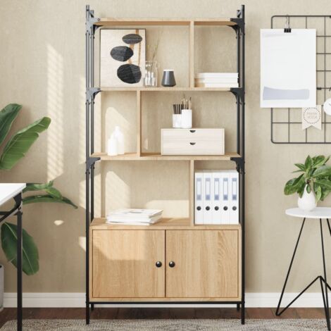 Bibliothèque avec portes-Étagère de Rangement chêne sonoma 76,5x30x154,5 cm 395026 (1/5)