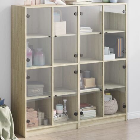 Bibliothèque avec portes-Étagère de Rangement chêne sonoma 136x37x142 cm 475114 (1/5)