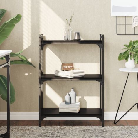 Bibliothèque à 3 niveaux-Étagère de Rangement noir 60x30x86 cm bois d'ingénierie 976447 (1/5)