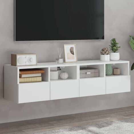 Meubles TV muraux 2 pc-Banc TV-Meuble Télés blanc 60x30x30 cm bois d'ingénierie 514543 (1/5)