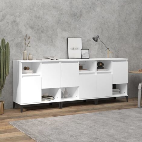 Buffets 3 pcs-Lot de 3 Meuble de rangement blanc 60x35x70 cm bois d'ingénierie 372236 (1/5)