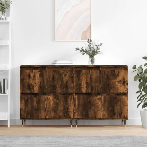Buffets 2 pcs-Lot de 2 Meuble de rangement chêne fumé bois d'ingénierie 216468 (1/5)