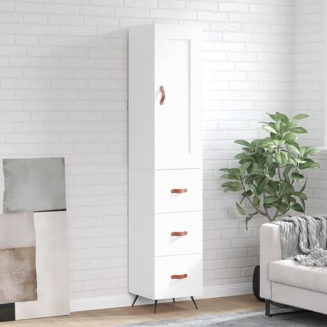 Buffet haut-Armoire de rangement Blanc 34,5x34x180 cm Bois d'ingénierie 937641 (1/5)