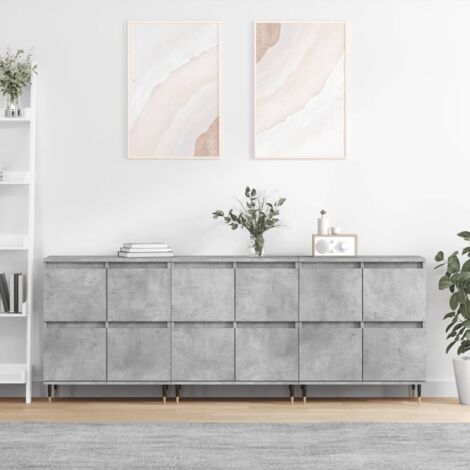 Buffets 3 pcs-Lot de 3 Meuble de rangement gris béton bois d'ingénierie 286904 (1/5)