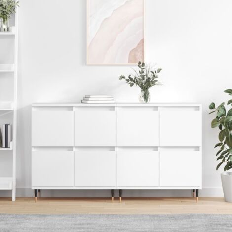 Buffets 2 pcs-Lot de 2 Meuble de rangement blanc bois d'ingénierie 871368 (1/5)