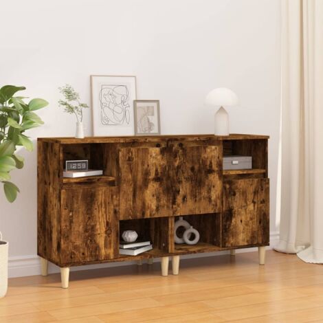 Buffets 2 pcs-Lot de 2 Meuble de rangement chêne fumé 60x35x70 cm bois d'ingénierie 790395 (1/5)