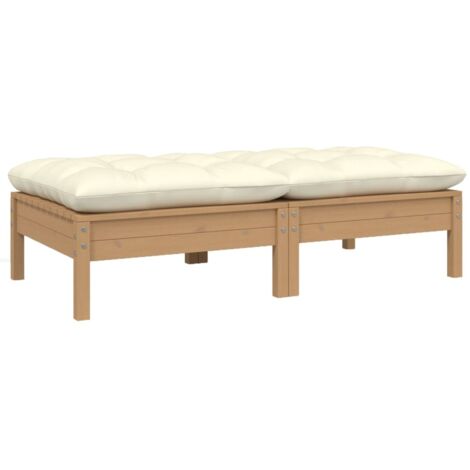 Canapé 2 places de jardin et coussins-Salon de jardin Sofa extérieur crème bois de pin solide 836763 (1/5)