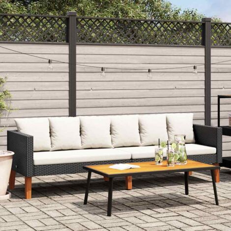 Canapé de jardin à 3 places avec coussins-Salon de jardin Sofa extérieur Résine tressée Noir 116236 (1/5)