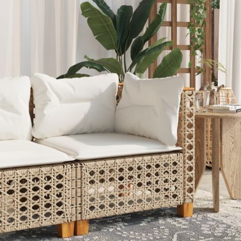 Canapé d'angle de jardin avec coussins-Salon de jardin Sofa extérieur beige résine tressée 910909