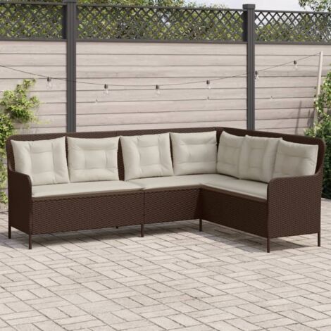 Canapé de jardin avec coussins forme de L-Salon de jardin Sofa extérieur marron résine tressée 413834 (1/5)