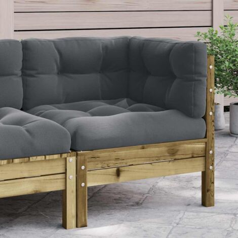 Canapé d'angle de jardin avec coussins-Salon de jardin Sofa extérieur bois de pin imprégné 686420 (1/5)