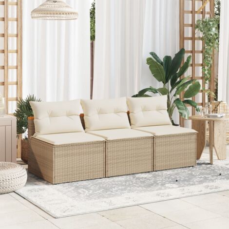 Canapés de jardin sans accoudoirs avec coussins 2 pcs-Salon de jardin beige 725724 (1/5)