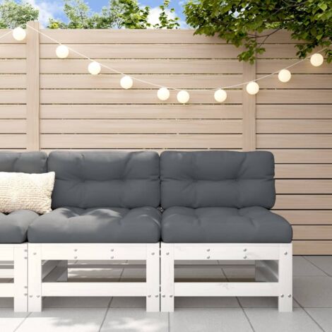 Canapés centraux de jardin 2 pcs-Salon de jardin Sofa extérieur blanc bois de pin massif 370721 (1/5)