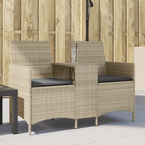 Canapé de jardin 2 places avec table et coussins-Salon de jardin Sofa extérieur résine tressée 740388 (1/5)
