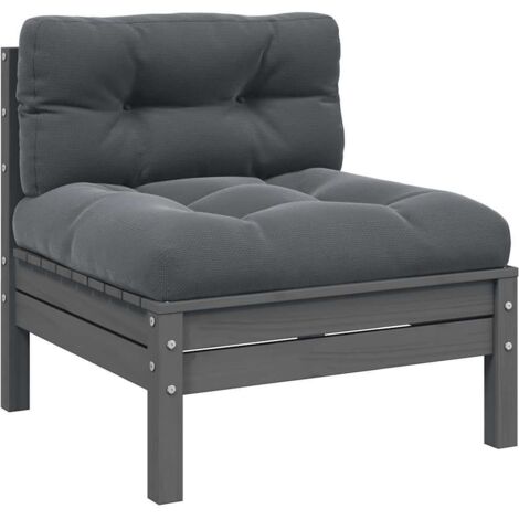Canapé central de jardin avec coussins-Salon de jardin Sofa extérieur anthracite Gris Pin 871052 (1/5)