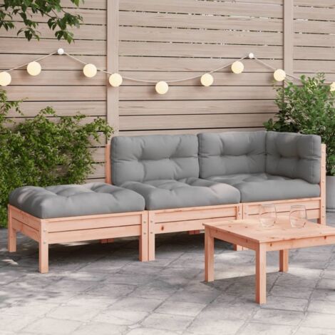 Canapé de jardin avec coussins et repose-pied 3 places-Salon de jardin Sofa extérieur 896489