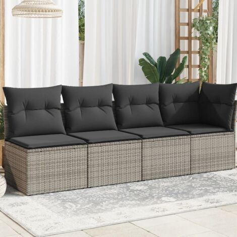 Canapé de jardin 4 places avec coussins-Salon de jardin Sofa extérieur gris résine tressée 182415 (1/5)