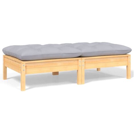 Canapé 2 places de jardin et coussins-Salon de jardin Sofa extérieur gris Bois de pin solide 787040 (1/5)