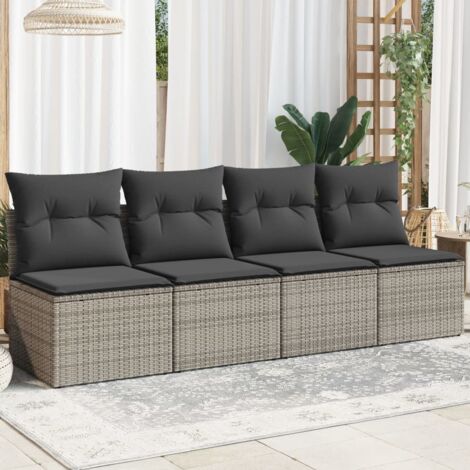 Canapé de jardin 4 places avec coussins-Salon de jardin Sofa extérieur gris résine tressée 540714 (1/5)