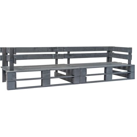 Canapé palette de jardin 2 places-Salon de jardin Sofa extérieur gris bois 878837 (1/3)