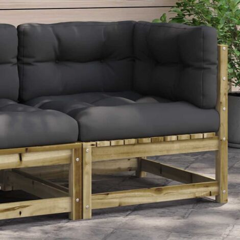 Canapé d'angle de jardin avec coussins-Salon de jardin Sofa extérieur bois de pin imprégné 880259 (1/4)