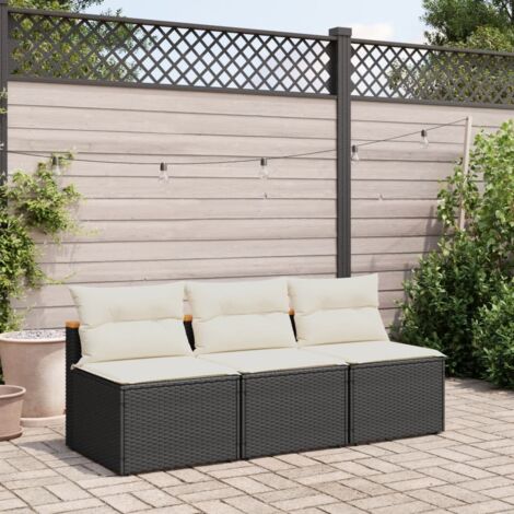 Canapés de jardin sans accoudoirs avec coussins 2 pcs-Salon de jardin noir 247103 (1/5)
