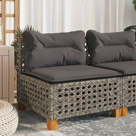 Canapé de jardin sans accoudoirs coussins-Salon de jardin Sofa extérieur gris résine tressée 611777 (1/5)