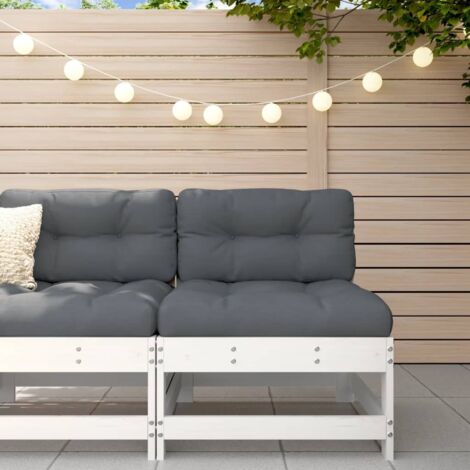Canapé central de jardin-Salon de jardin Sofa extérieur blanc bois de pin massif 733272 (1/5)