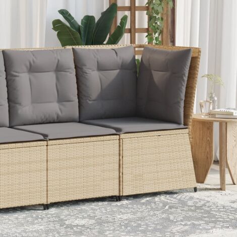 Canapé d'angle de jardin avec coussins-Salon de jardin Sofa extérieur beige résine tressée 351571 (1/5)