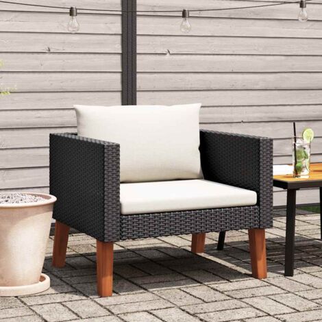 Canapé simple de jardin avec coussins-Salon de jardin Résine tressée Noir 281732 (1/5)