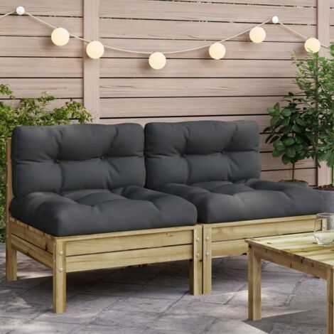 Canapé de jardin sans accoudoirs et coussins-Salon de jardin Sofa extérieur 2 pcs pin imprégné 516316 (1/5)