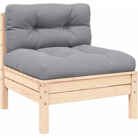 Canapé central de jardin avec coussins-Salon de jardin Sofa extérieur gris Bois de pin massif 953552 (1/5)
