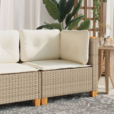 Canapé d'angle de jardin avec coussins-Salon de jardin Sofa extérieur beige résine tressée 572662 (1/5)
