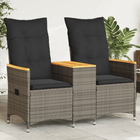 Canapé de jardin inclinable 2 places avec table-Salon de jardin Sofa extérieur gris poly rotin 362101 (1/5)