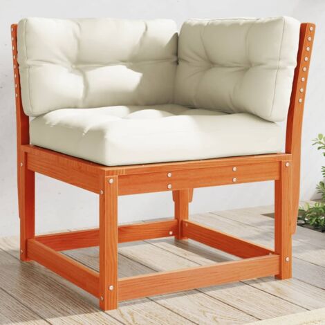 Canapé d'angle de jardin coussins-Salon de jardin Sofa extérieur cire marron bois pin massif 492291 (1/5)