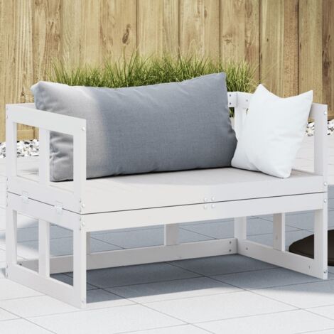 Canapé de jardin extensible-Salon de jardin Sofa extérieur blanc bois massif de pin 900830 (1/5)