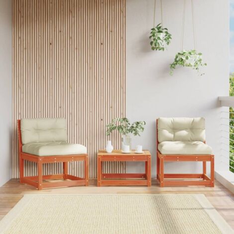 Canapés de jardin et coussins 2 pcs-Salon de jardin Sofa extérieur cire marron bois pin massif 179529 (1/5)