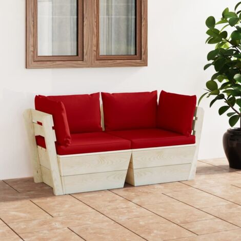 Canapé palette à 2 places de jardin avec coussins-Salon de jardin Sofa extérieur Bois d'épicéa 251430 (1/5)