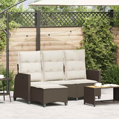 Canapé de jardin inclinable coussins forme L-Salon de jardin Sofa extérieur marron polyrotin 253494 (1/5)