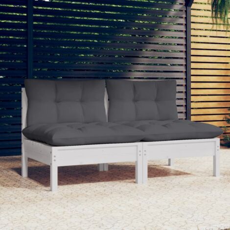 Canapé 2 places de jardin avec coussins-Salon de jardin Sofa extérieur anthracite Bois de pin 216438 (1/5)