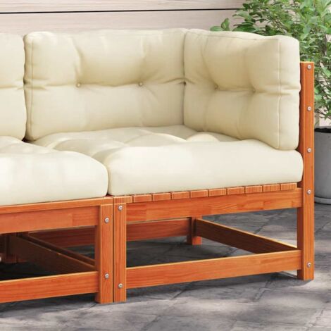 Canapé d'angle de jardin coussins-Salon de jardin Sofa extérieur cire marron bois pin massif 174267 (1/5)
