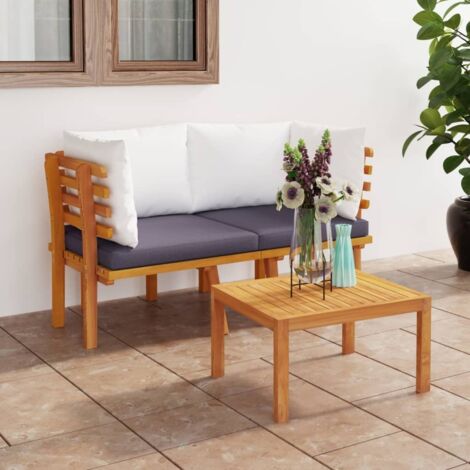 Canapé de jardin 2 places avec coussins-Salon de jardin Sofa extérieur Bois d'acacia massif 398892 (1/5)