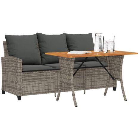 Canapé de jardin 3 places-Salon de jardin Sofa extérieur coussins et table gris résine tressée 938316 (1/5)