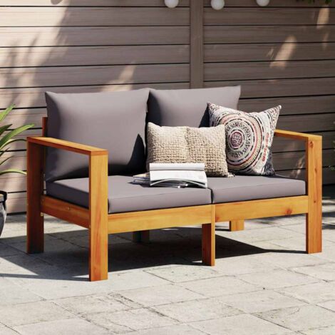 Canapé de jardin avec coussins 2 places-Salon de jardin Sofa extérieur bois massif d'acacia 646869 (1/5)