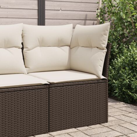 Canapé d'angle de jardin avec coussins-Salon de jardin Sofa extérieur marron résine tressée 785809 (1/5)