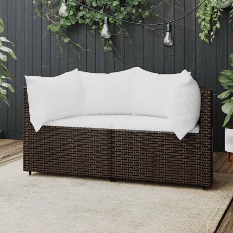 Canapés d'angle de jardin et coussins 2pcs-Salon de jardin Sofa extérieur marron résine tressée 820694 (1/5)