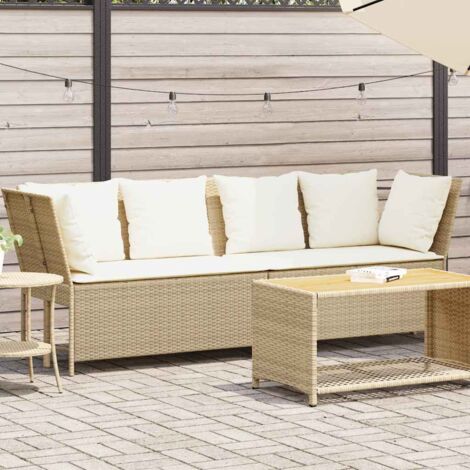 Canapé de jardin avec coussins-Salon de jardin Sofa extérieur beige résine tressée 152973 (1/5)