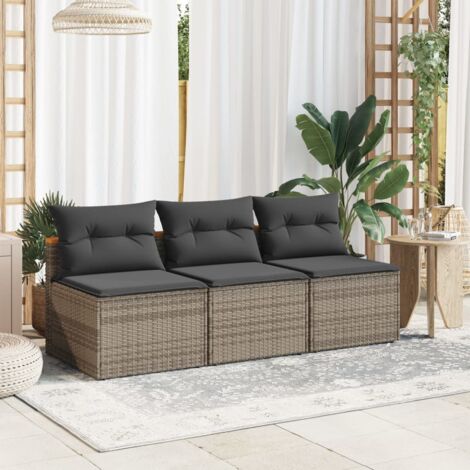 Canapés de jardin sans accoudoirs avec coussins 2 pcs-Salon de jardin gris 522699 (1/5)