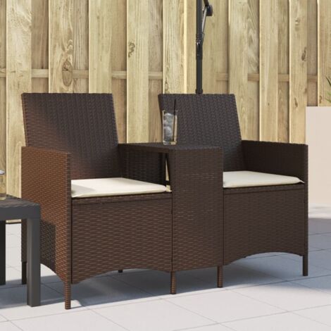 Canapé de jardin 2 places avec table et coussins-Salon de jardin Sofa extérieur résine tressée 717674 (1/5)