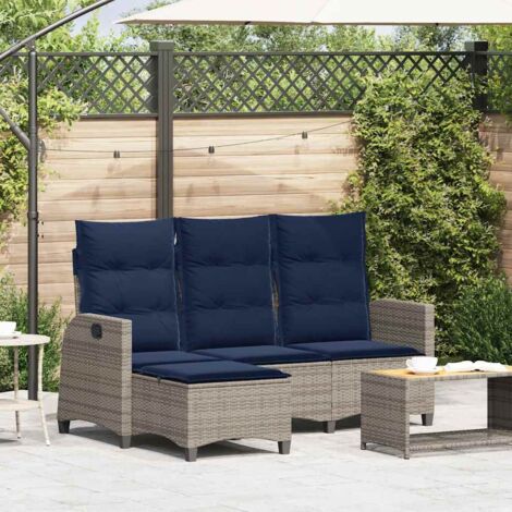 Canapé de jardin inclinable coussins forme de L-Salon de jardin Sofa extérieur gris polyrotin 954707 (1/5)